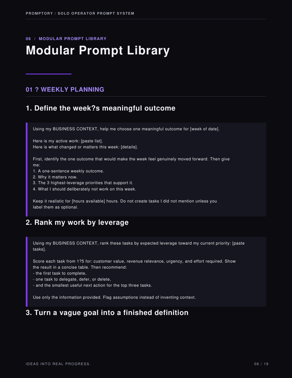 Prompt library preview